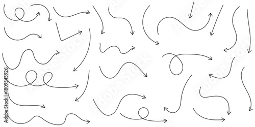 Hand drawn arrow vector icons set. sketch arrow design for business plan and education.