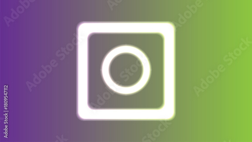 Square Multimedia Symbol on Purple and Green Futuristic Background