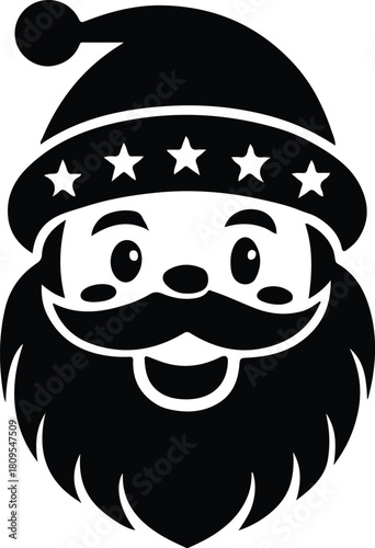 Funny santa face vector design icon art illustrator