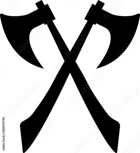 Axe Icon of Battle Axe, Hatchet, and War Tool Symbols, Black Flat Vector Medieval Weapon, Lumberjack Tool, and Combat Armory Design for Graphic Use