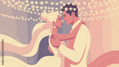 A tender moment shared between a couple during a special dance.