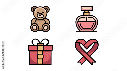 Set of four romantic illustrations, perfect for expressing feelings of love and affection.