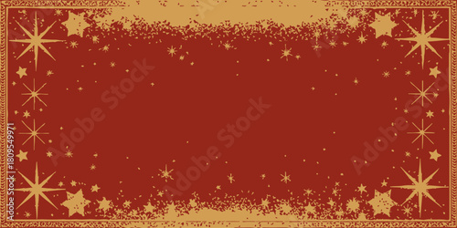 Vector christmas decorative red and gold background with stars and border design for holiday season use cases