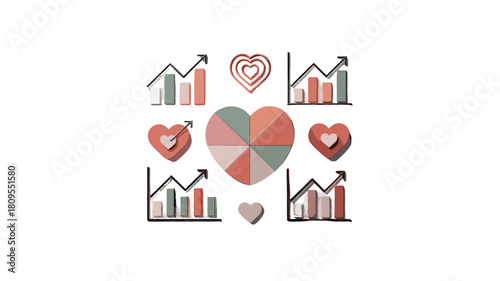 Analyzing the data, business concept illustrated with heart-shaped.