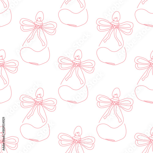 Outline perfume bottle seamless pattern. Hand drawn Fashion wallpaper, beauty background, fabric, textile, print, wrapping paper or package design. Editable Color.