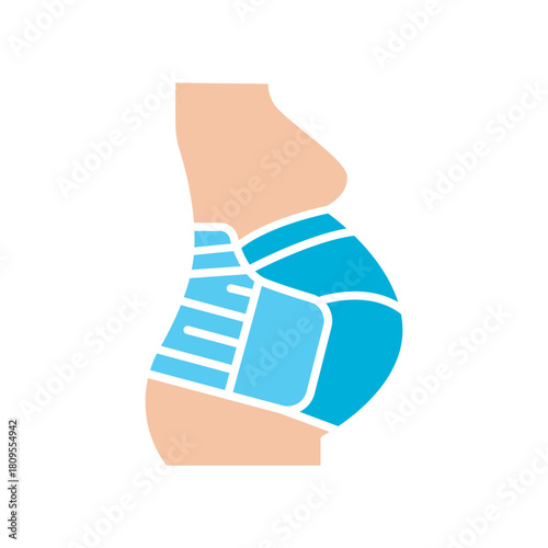 Abdominal bandage black line icon. Vector isolated element