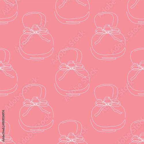 Outline perfume bottle seamless pattern. Hand drawn Fashion wallpaper, beauty background, fabric, textile, print, wrapping paper or package design. Editable Color.
