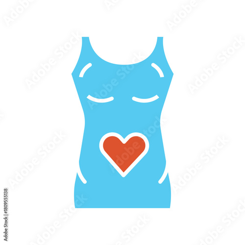 breast support tank top black line icon. Vector isolated element