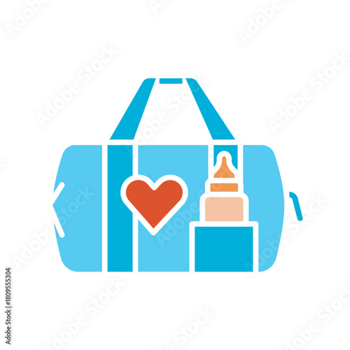 hospital maternity bag black line icon. Vector isolated element