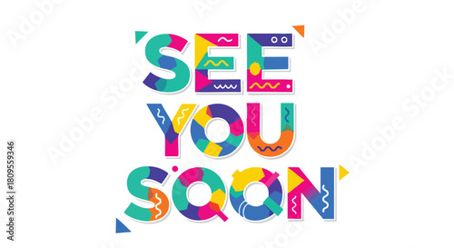 Vibrant Typography Illustration Expressing a Cheerful Farewell with Geometric Decorations