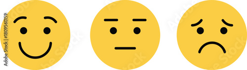 Flat graphic elements suitable for expressing positive, moderate, and negative responses in a visual, easy-to-understand communication style.