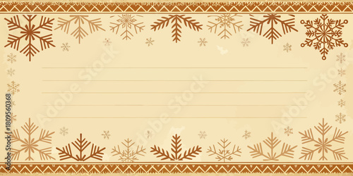 Vector christmas winter themed stationery with snowflakes and decorative border for seasonal correspondence