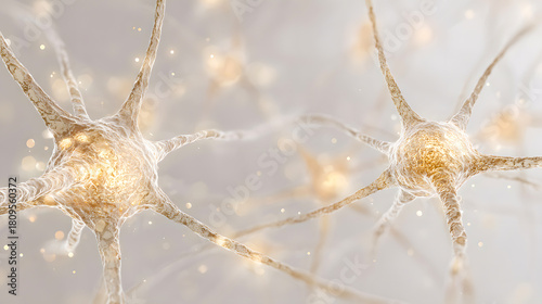 Scientific 3D Rendering of Neural Network and Glowing Synapses