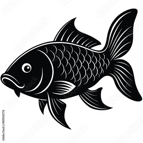 Minimalist Carp Outline Design for Creative Projects