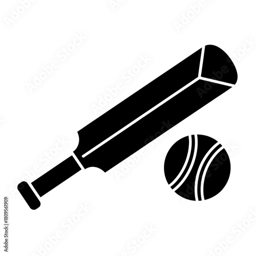 Cricket bat and ball game icon isolated on white background, Vector, illustration