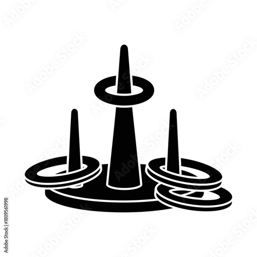 Ring toss game silhouette icon isolated on white background, Vector, illustration