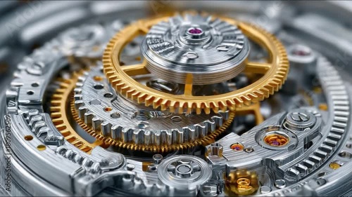 Wallpaper Mural Intricate Watch Mechanism: A detailed view of a watch mechanism, showcasing the delicate precision of gears, springs, and intricate components, a testament to craftsmanship and engineering. Torontodigital.ca