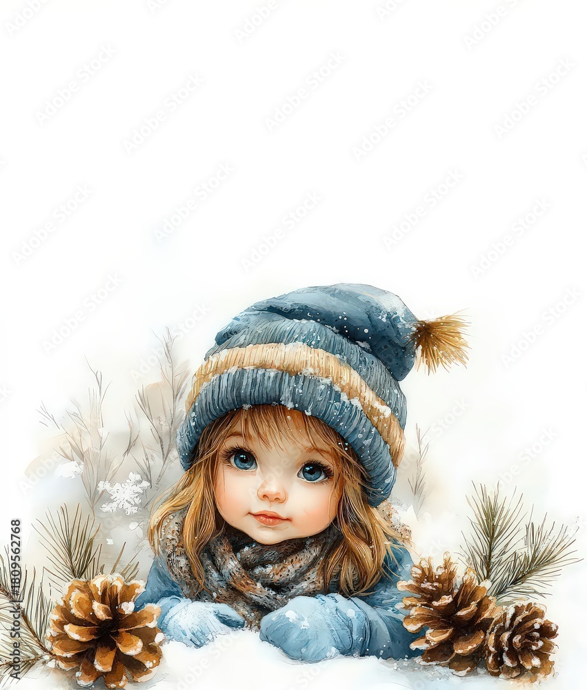 Obraz premium Christmas angel in watercolor style with delicate feather wings, in muted natural tones. Christmas, New Year