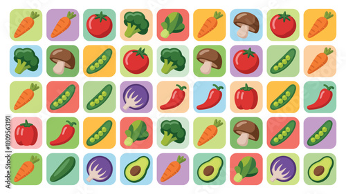 Colorful and Cute Seamless Pattern of Cartoon Vegetables Background Design