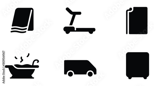 Home Comfort and Wellness Icons Representing Daily Life Essentials and Relaxation