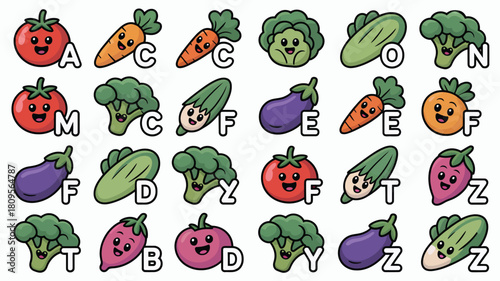 Vegetable alphabet learning and education themed background for children