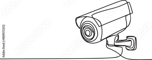 Set of surveillance camera one line. Electronic tools. Abstract minimal continuous line isolated. one line Icon drawing with white background