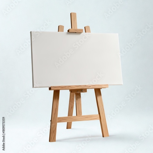 Blank landscape canvas on wooden studio easel for design mockup