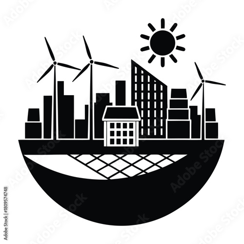 illustration of a house with solar panels