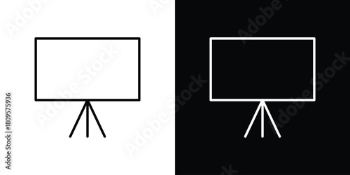 Presentation screen icon eps. thin, line, outline and stroke style set