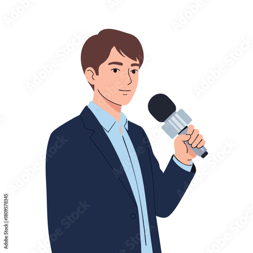 Reporter Holding Microphone
