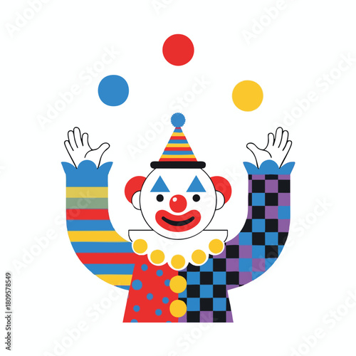 Colorful Clown Juggling Balls