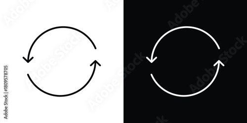 Repeat icon eps. thin, line, outline and stroke style set