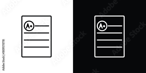 Report card icon eps. thin, line, outline and stroke style set