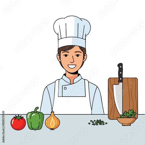 Happy Chef Preparing a Meal