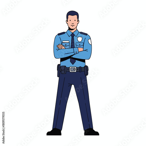 Confident Police Officer Standing with Arms Crossed
