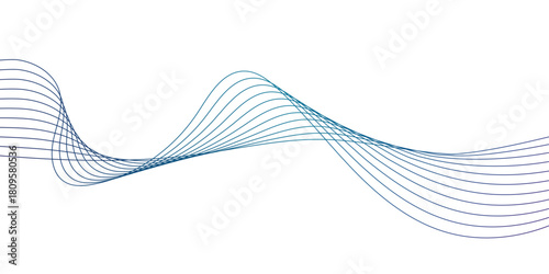 Abstract blue wave element for design. Digital frequency track equalizer. Stylized line art background. Vector illustration. 