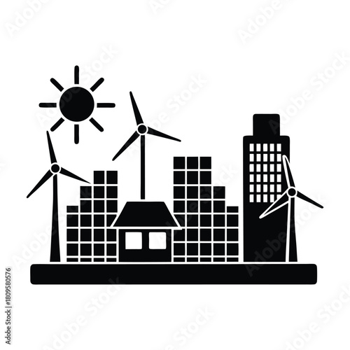 illustration of a house with solar panels