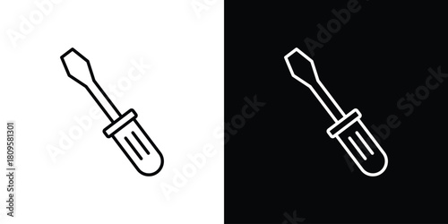 Screwdriver icon eps. thin, line, outline and stroke style set