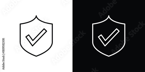 Shield check mark icon eps. thin, line, outline and stroke style set