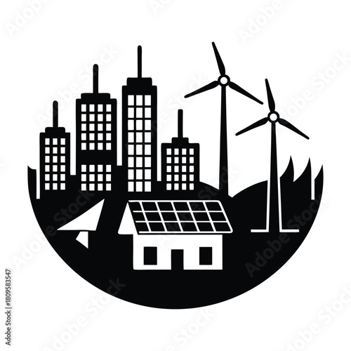 illustration of a house with solar panels