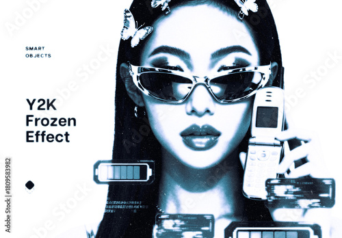 Y2K Frozen Photo Effect Mockup