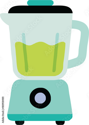 Vibrant blender filled with healthy green smoothie, perfect for nutrition blogs, recipe sites, or promoting a healthy lifestyle, originally from vector art