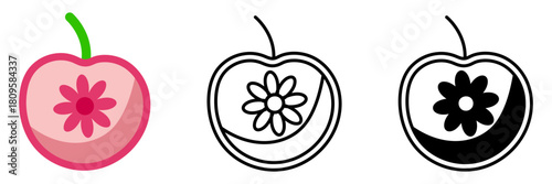 Modern flat vector illustration featuring a half apple fruit