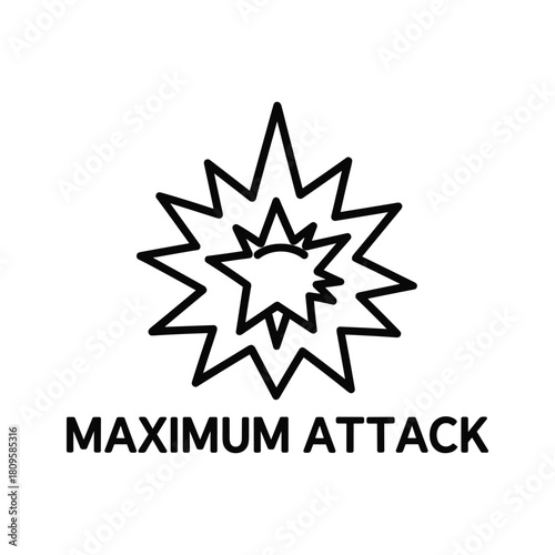 Maximum attack explosion icon, representing power, impact, and aggression