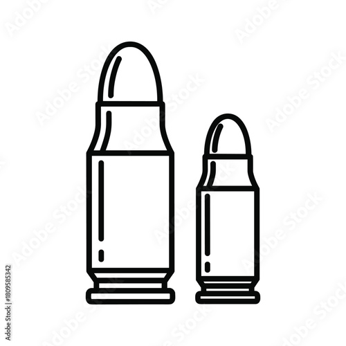 Two bullets of different sizes, representing ammunition and weaponry