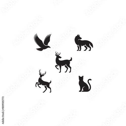 black silhouettes of animals.vector eps 10