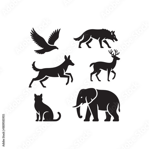 black silhouettes of animals.vector eps 10