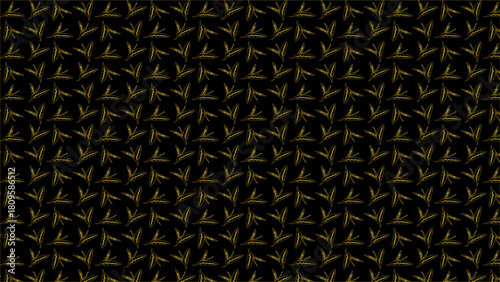 Abstract golden leaf seamless pattern on a deep black background, creating a luxurious and elegant texture for sophisticated design projects