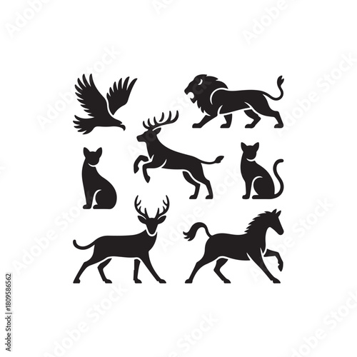 black silhouettes of animals.vector eps 10