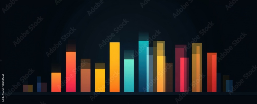 Fototapeta premium A colorful bar graph on a dark background